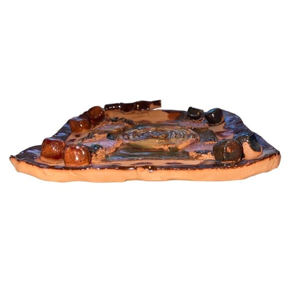 Handcrafted Ceramic Square Plate With Textured Design - Picture 5 of 6